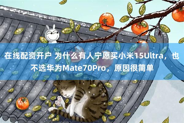 在线配资开户 为什么有人宁愿买小米15Ultra，也不选华为Mate70Pro，原因很简单
