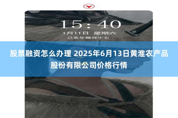股票融资怎么办理 2025年6月13日黄淮农产品股份有限公司价格行情